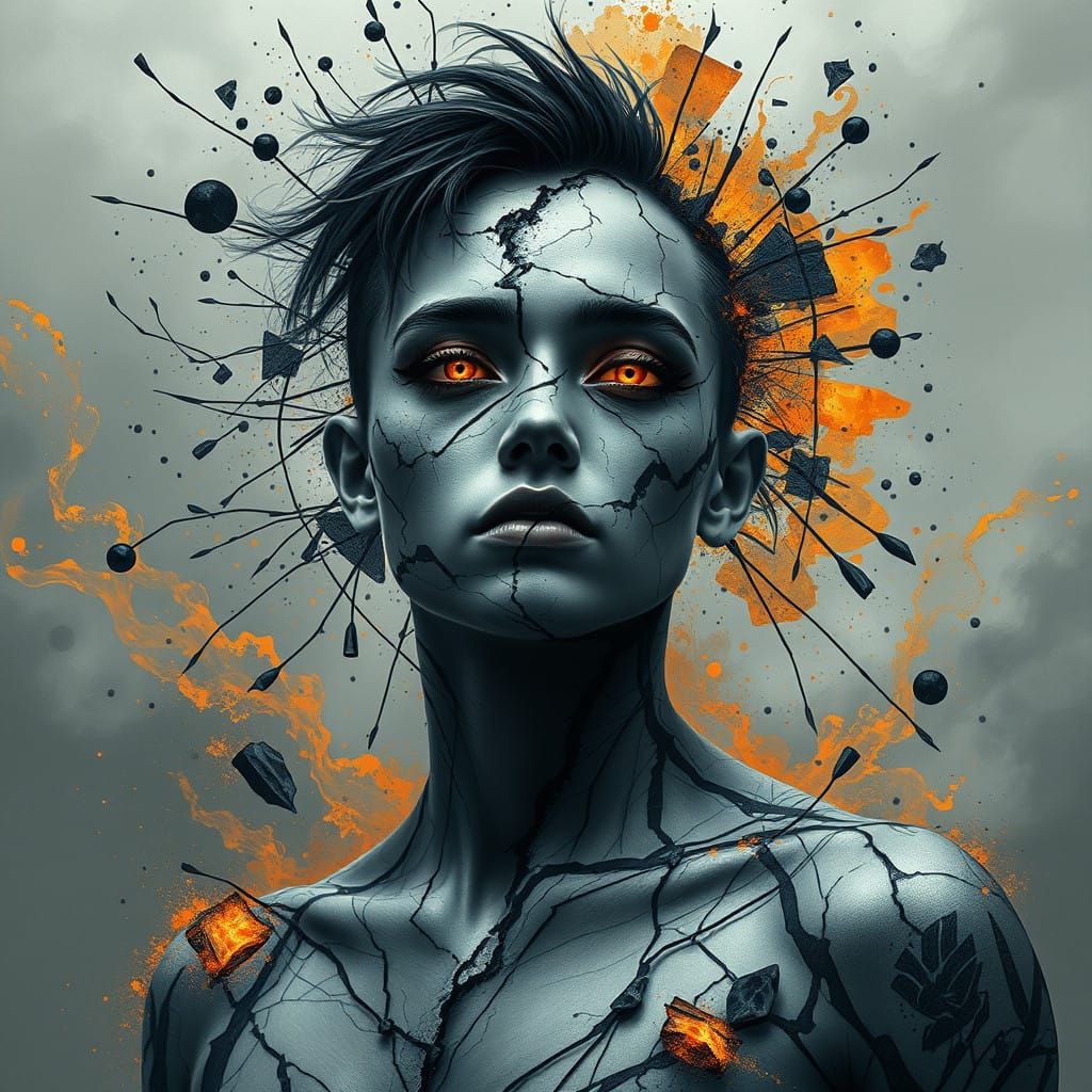 Radiant Resilience in Grayscale Tattoo Art