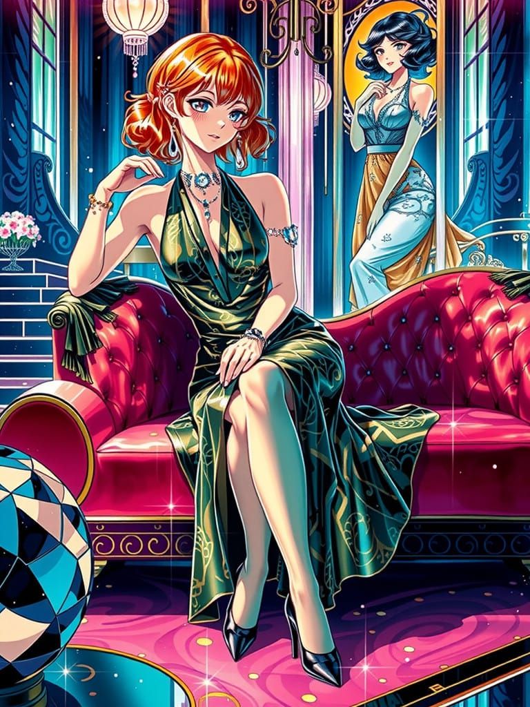 Elegant 1920s-Inspired Manga Pin-Up