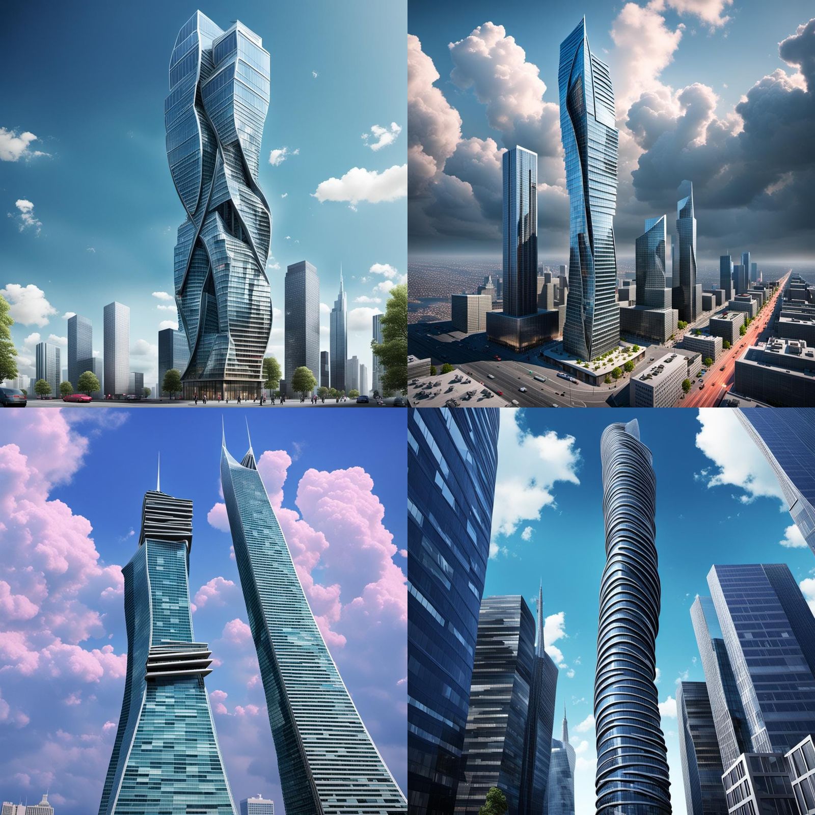 Twisted Barbiepunk Skyscraper: AI Generated Architecture