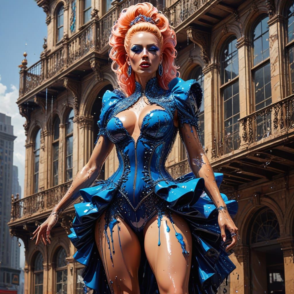 Surreal Drag Queen in Collapsing Architecture