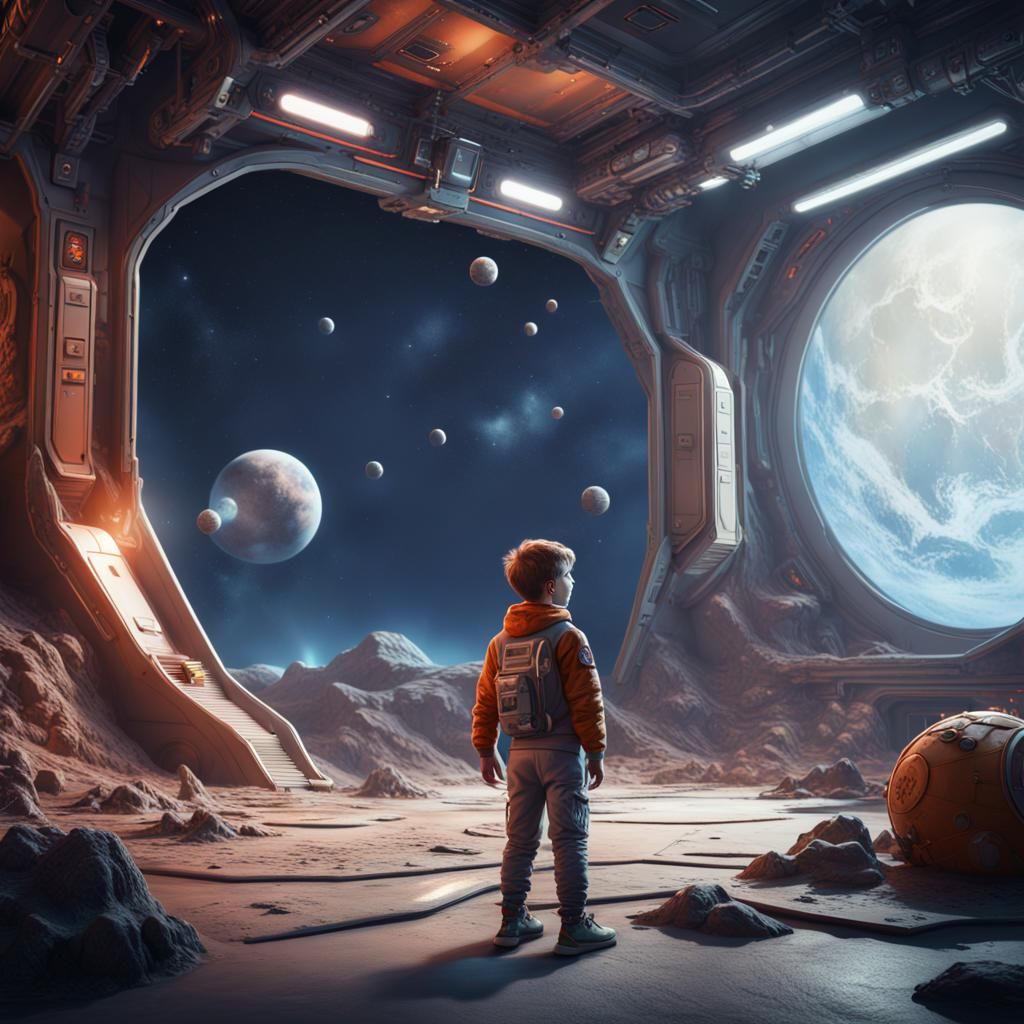 Boy at Space Camp: Detailed Matte Painting