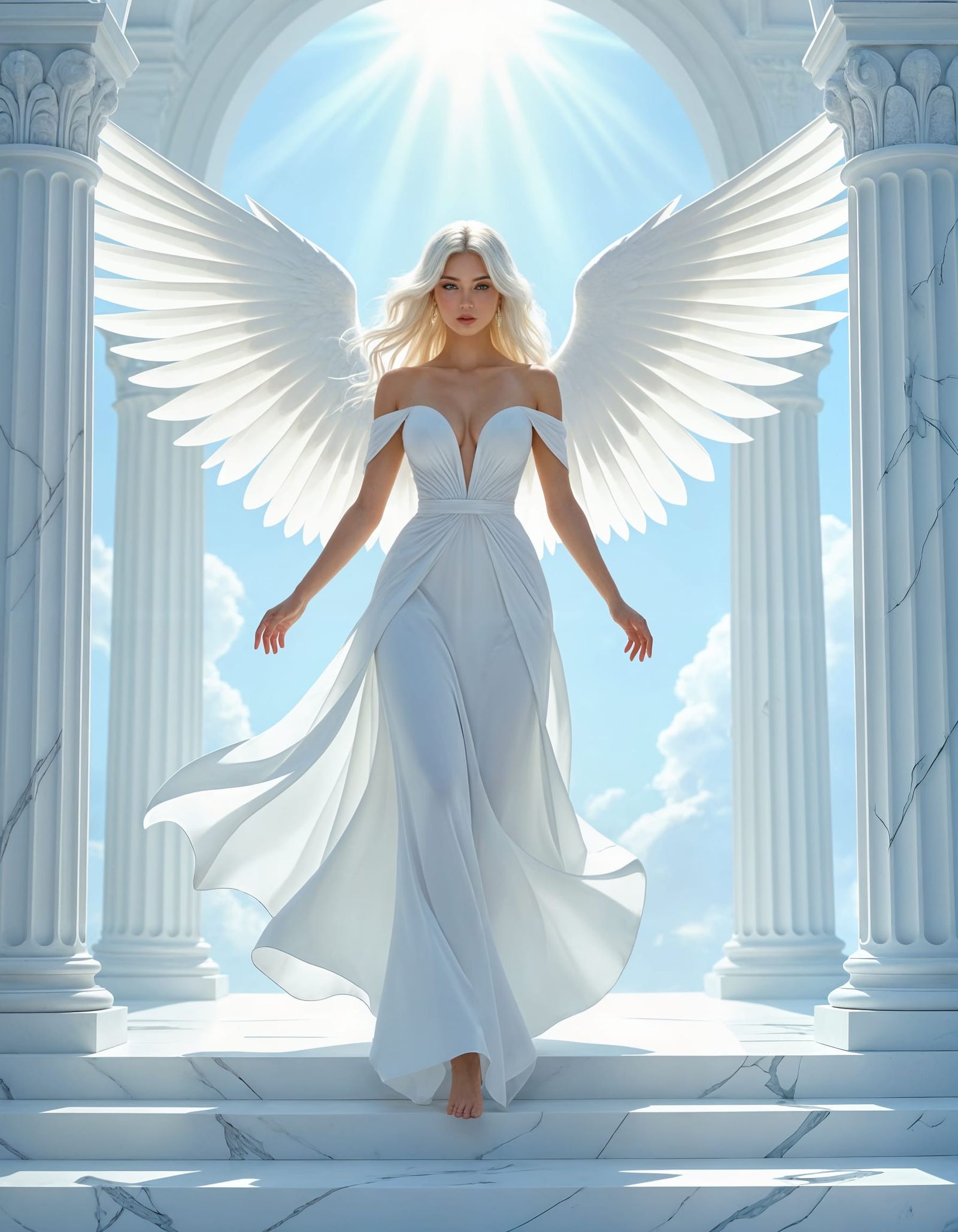 Angelic Woman Descends into Temple