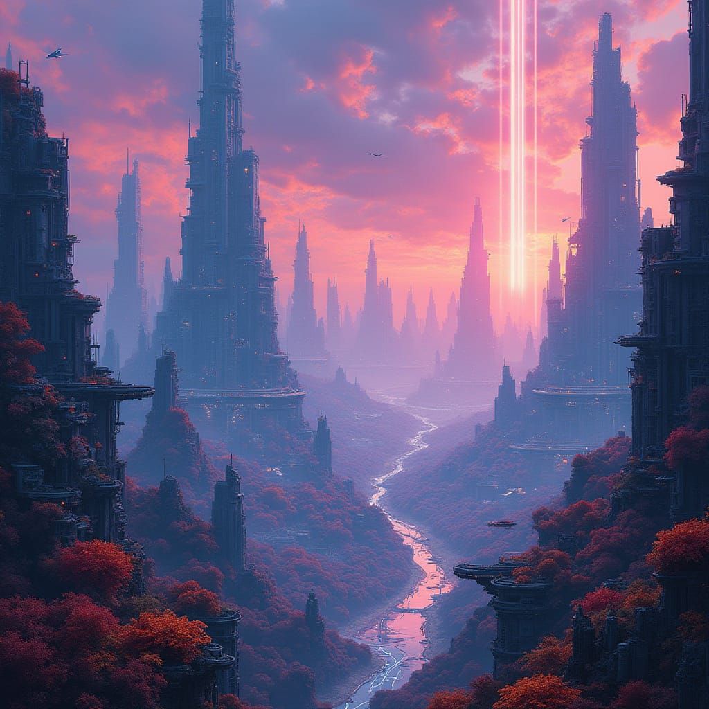 Vibrant Hyperrealistic Digital Painting of Futuristic Virtua...