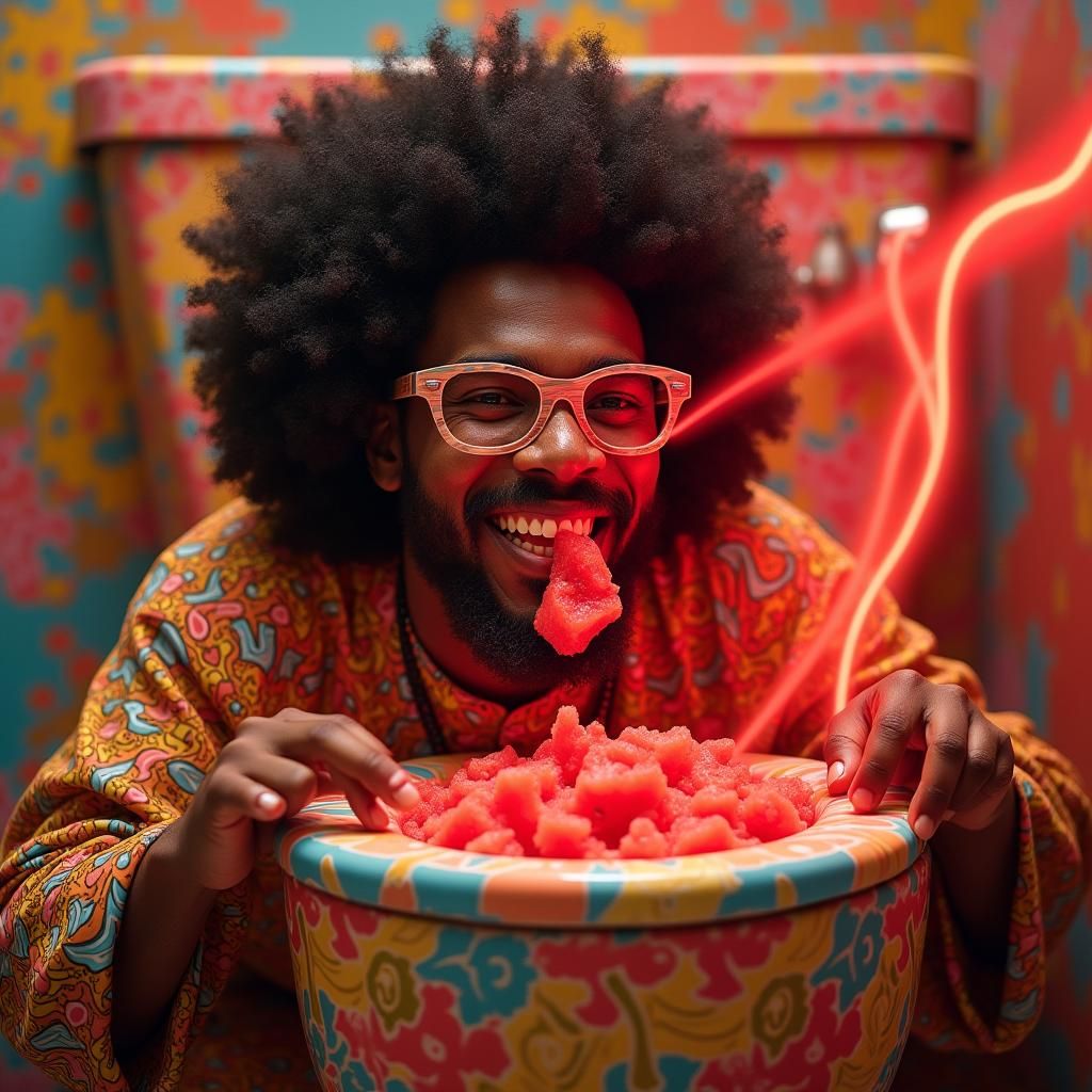 Afro-Surreal Man Emerges From Portal Toilet