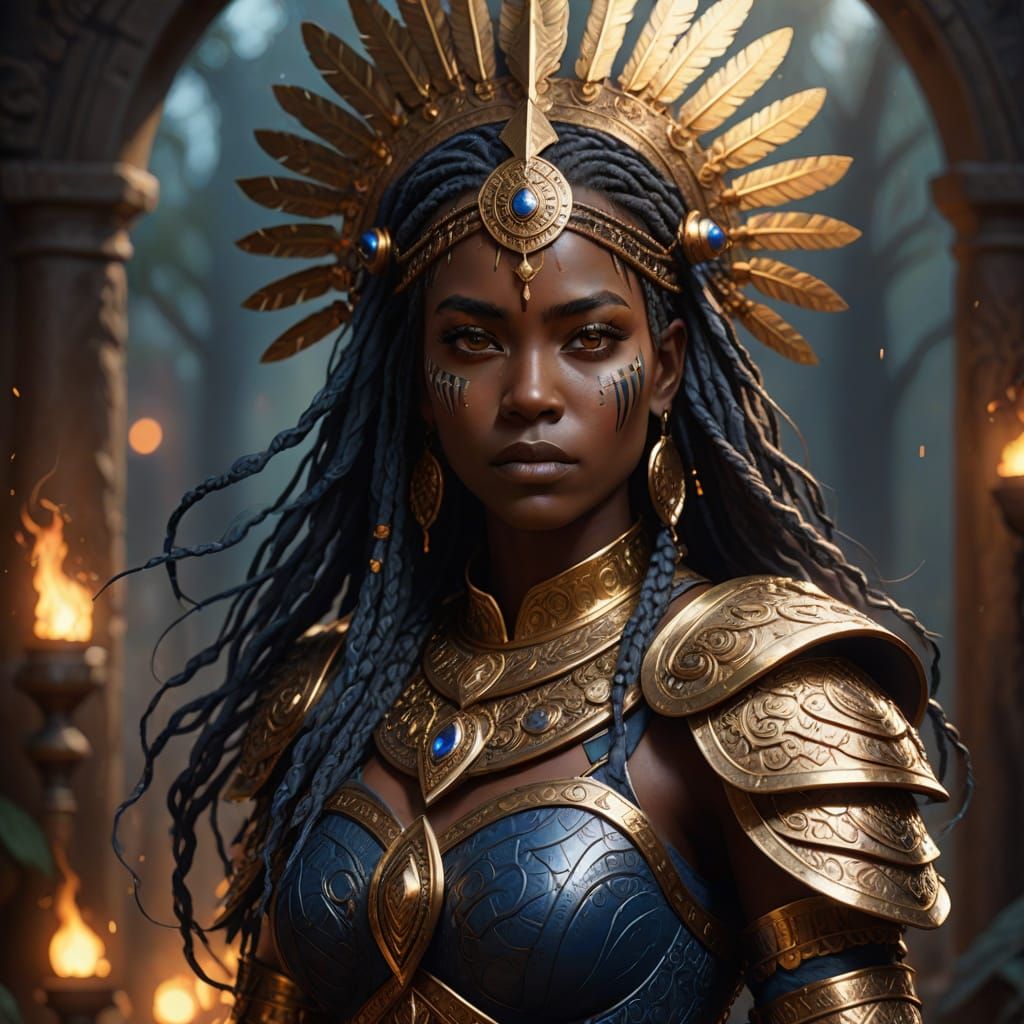 Ethereal Beauty in Dark Fantasy: Regal Tribal Warrior