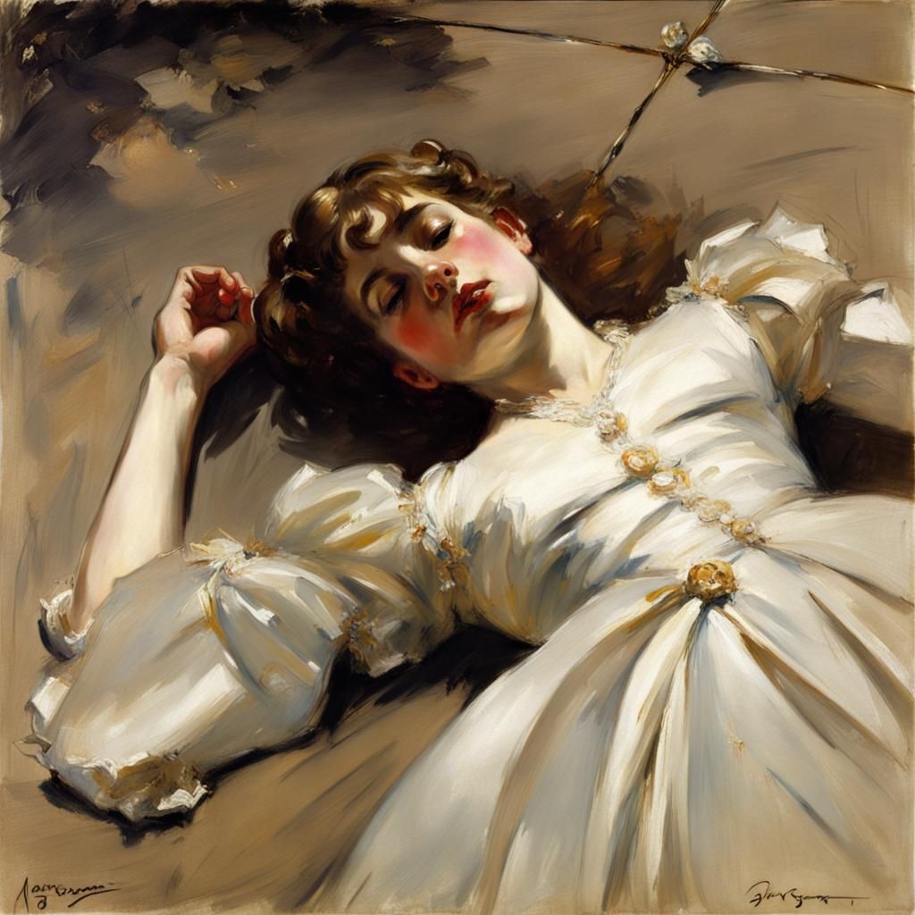 Girl Passed Out, Oil Painting Style