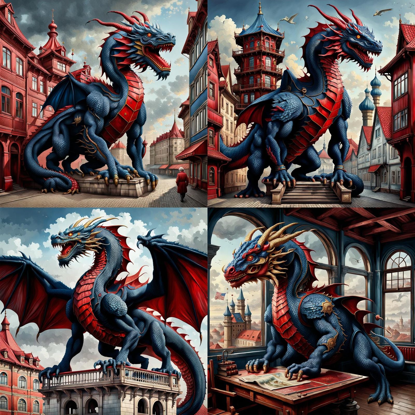 American Dragon in Architectural Fantasy Art