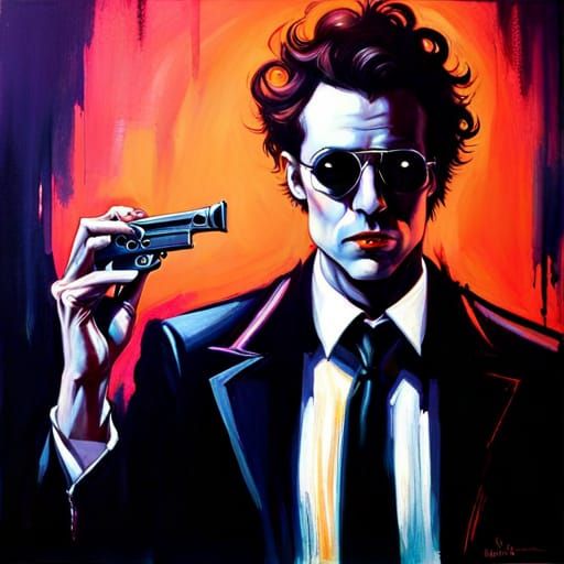 Film Noir Gangster in Hyperrealistic Charcoal Drawing