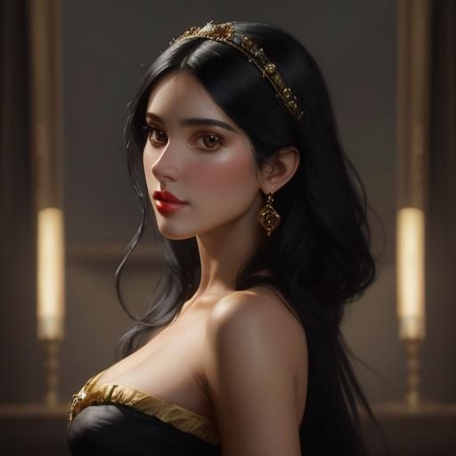 Detailed Portrait of a Venezuelan Girl in Classical Style