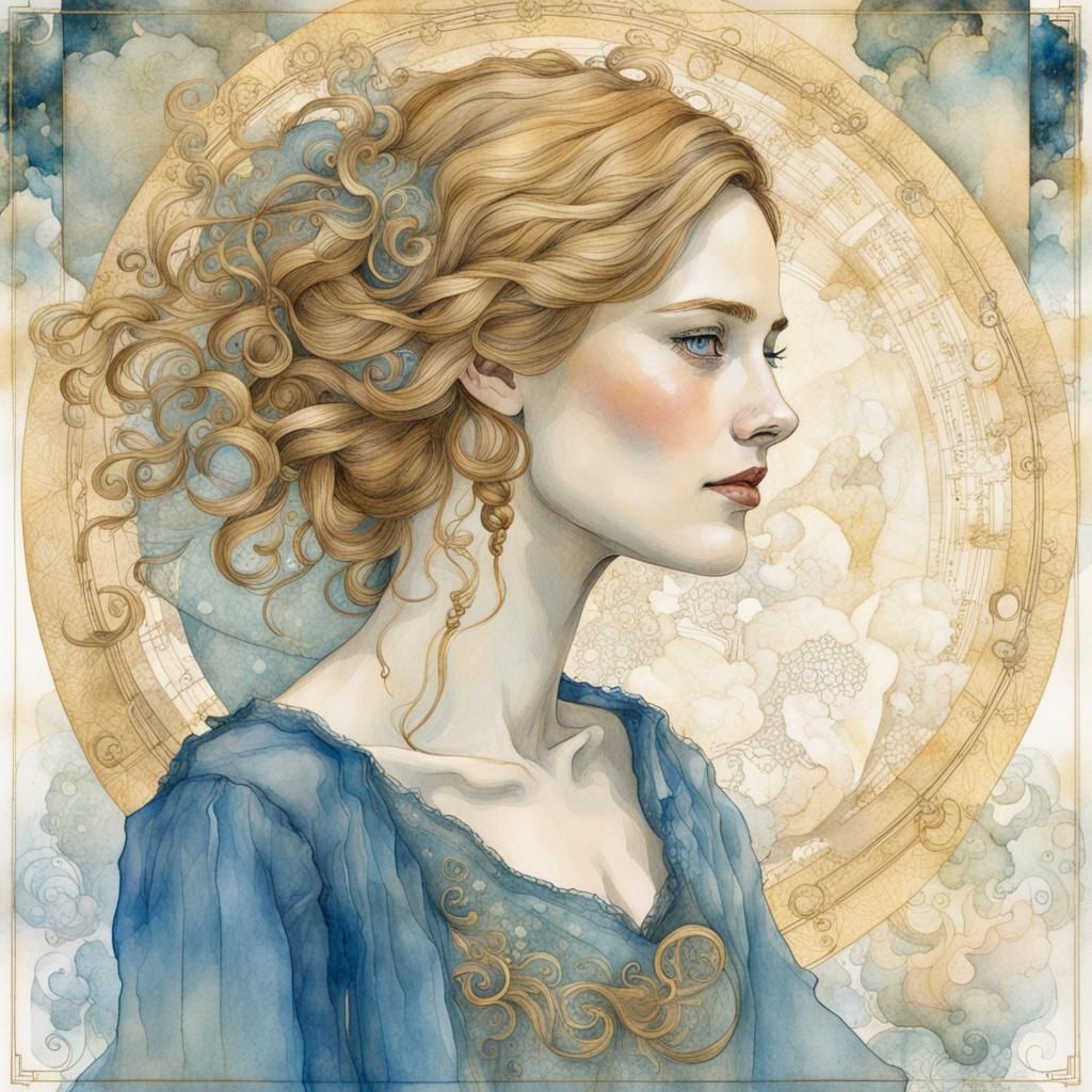 Double Exposure Portrait with Geometric Filigree