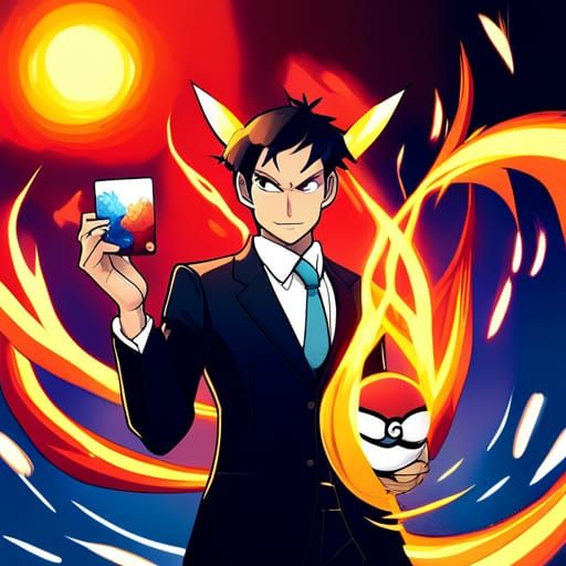 Charizard as Anime-Style Pokémon Card Investor