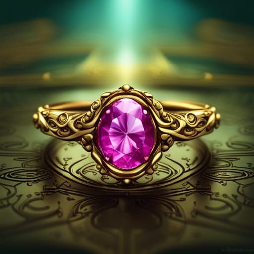 Ring with Twisted Gold, Pink Gem and Flowers