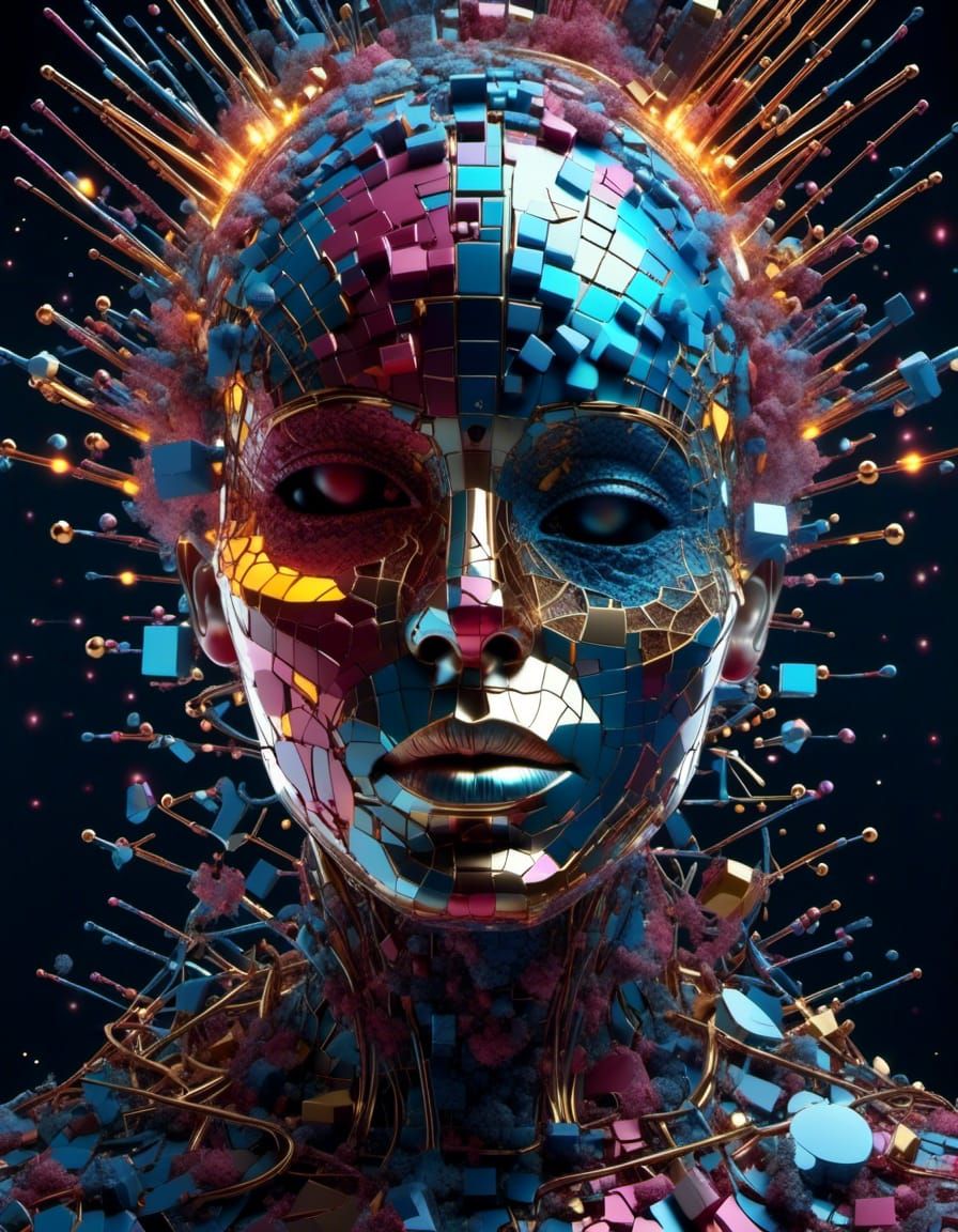 Fragmented Human Anatomy in Surreal CGI