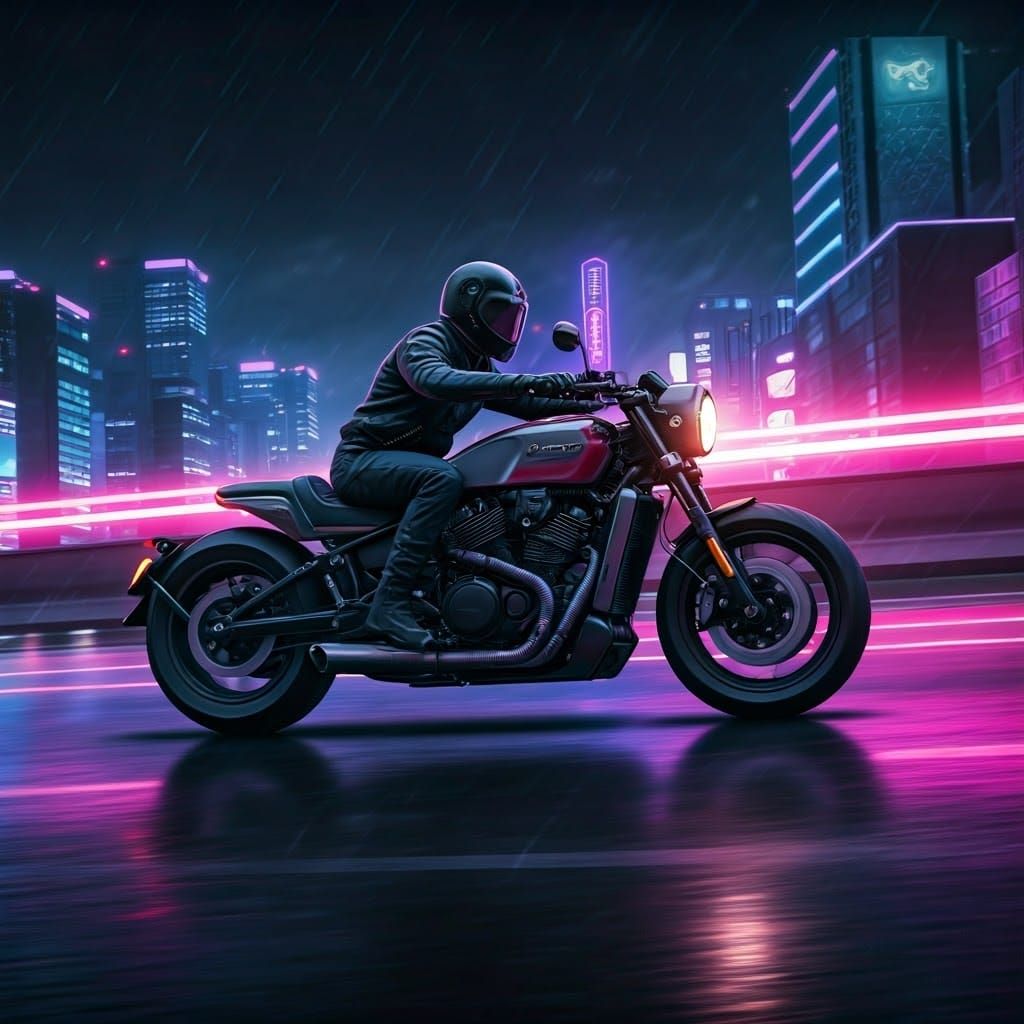 Dodge Tomahawk Motorcycle in Synthwave Neon City