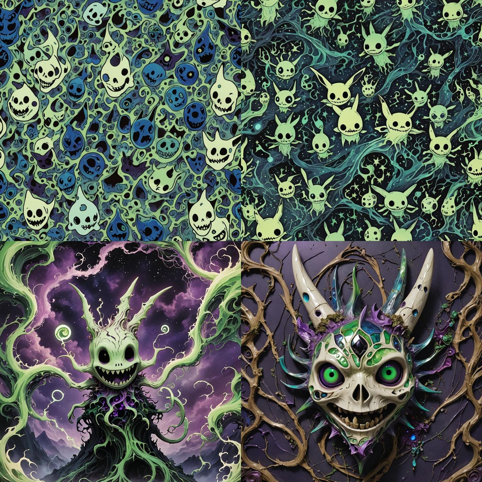 Eldritch Porcelain Mimikyu: Psychedelic Extraterrestrial Art