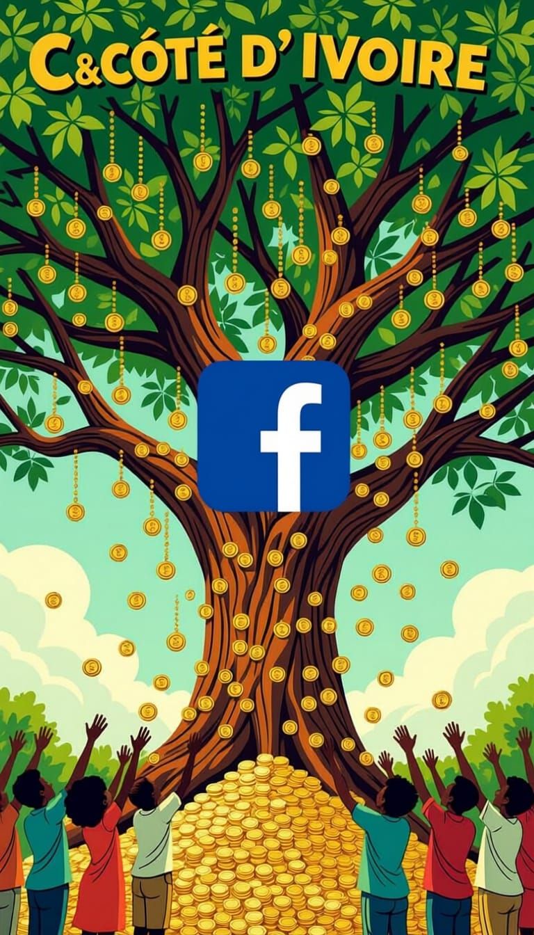 Prosperity Tree with Côte d'Ivoire Flag Colors and Falling W...