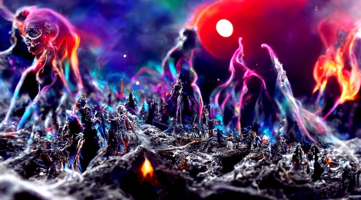 Ghoulish Horde Scouring a Landscape in Digital Art