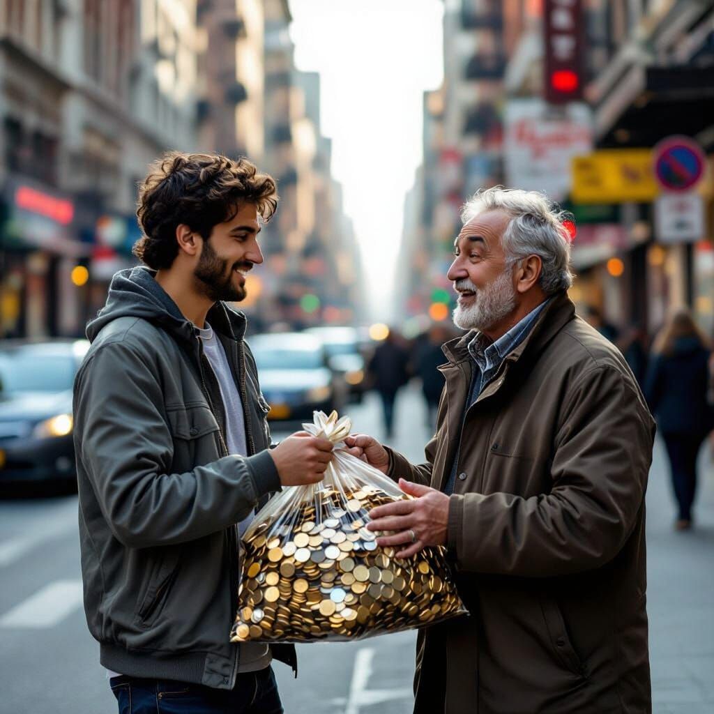 Kind Young Man Returns Lost Coins on City Street
