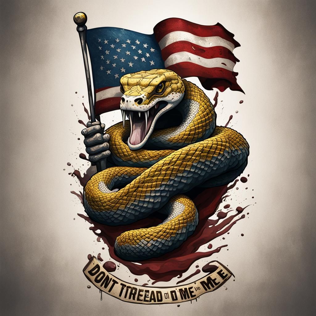 DONT TREAD ON ME RATTLESNAKE flag TATTOO