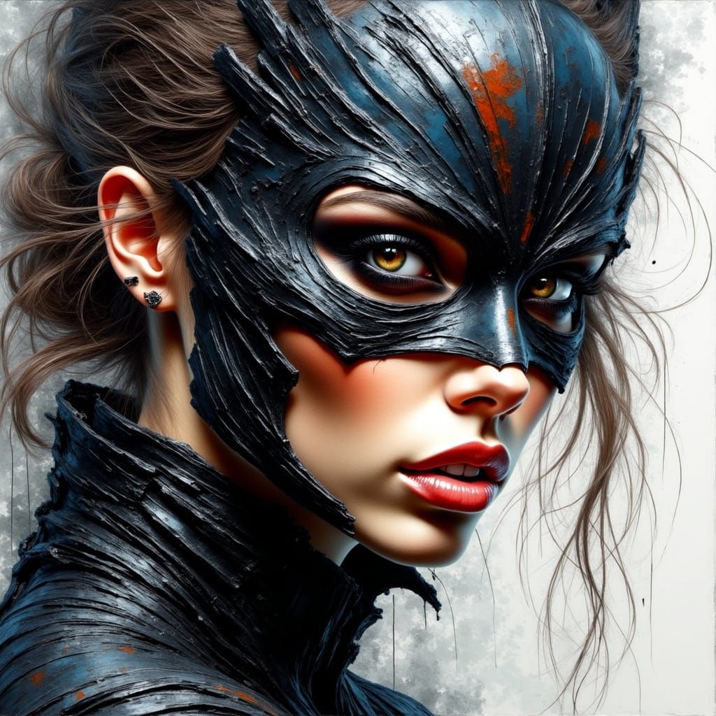 Hyper-Realistic Macabre Portrait of a Dark Female Heroine