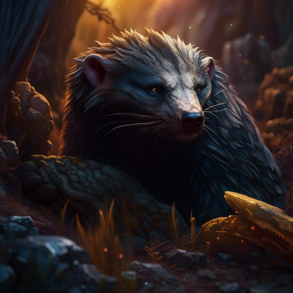 Detailed Matte Painting of a Honey Badger
