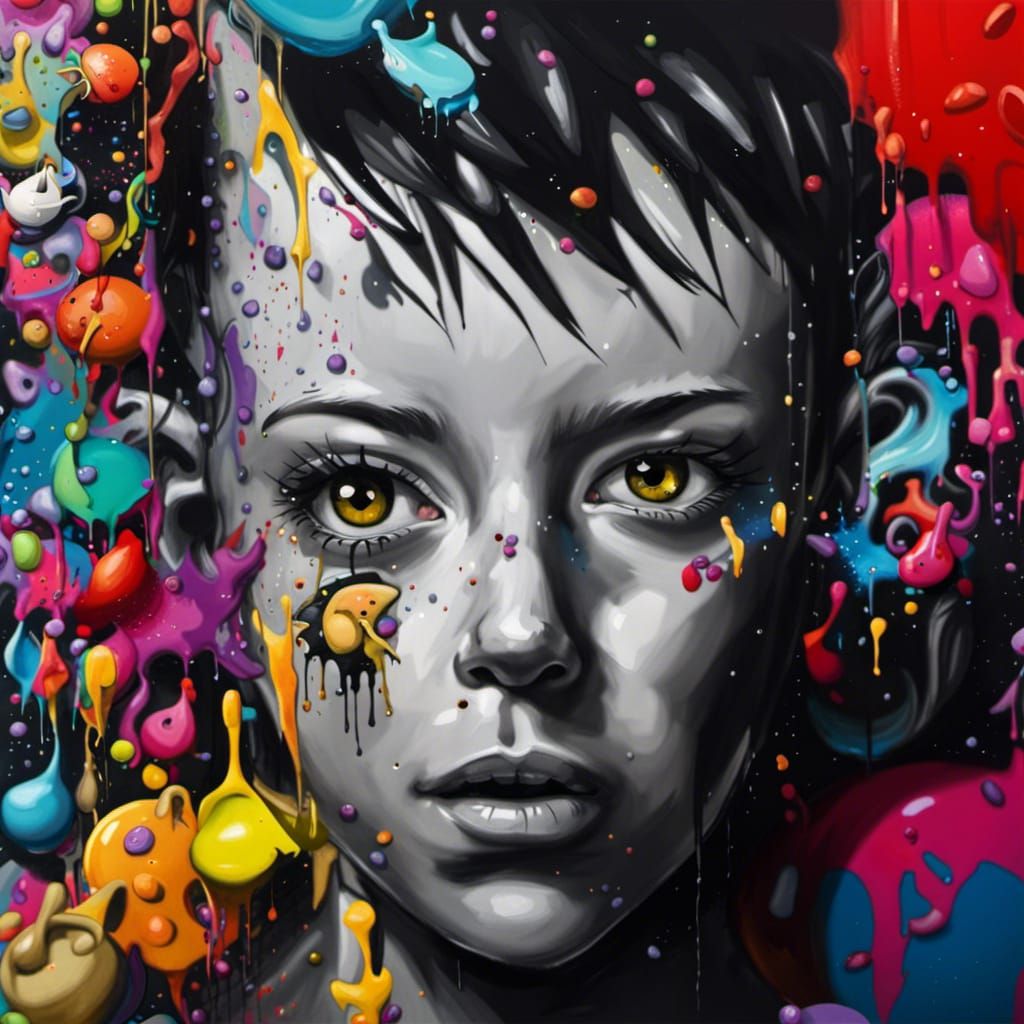 Playground Pixie in Colorful Graffiti Art
