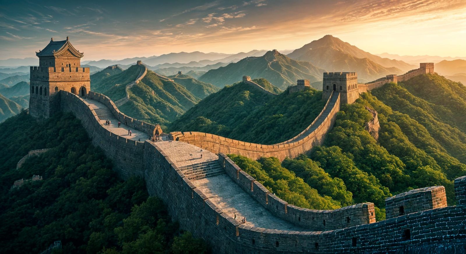 Hyperrealistic Dragon View of China's Great Wall