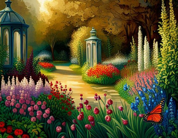 Enchanting Victorian Garden in Realist Style