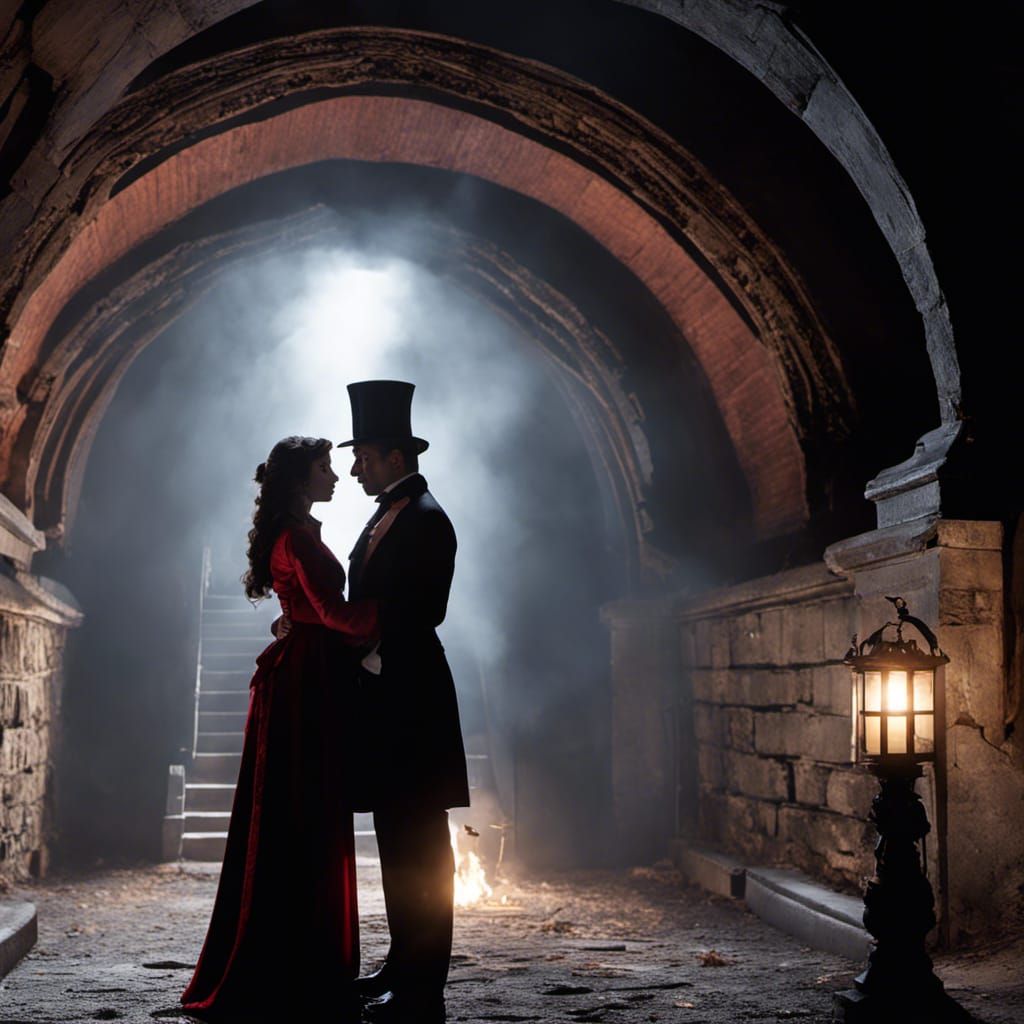 Dramatic Sewer Encounter in Victorian Cinema Style