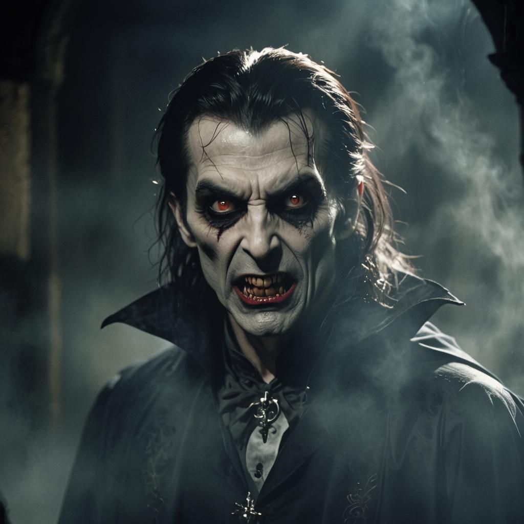 Menacing Gothic Vampire in Dark Chamber