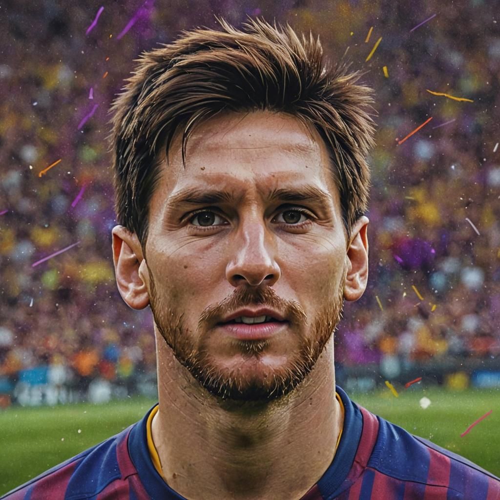 Lionel Messi Football Action: Vibrant Digital Art