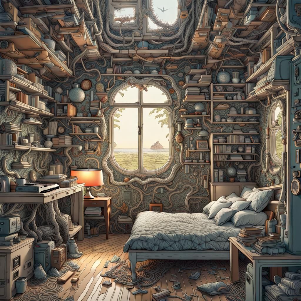 Intricately Detailed Spaceship Interior Digital Art