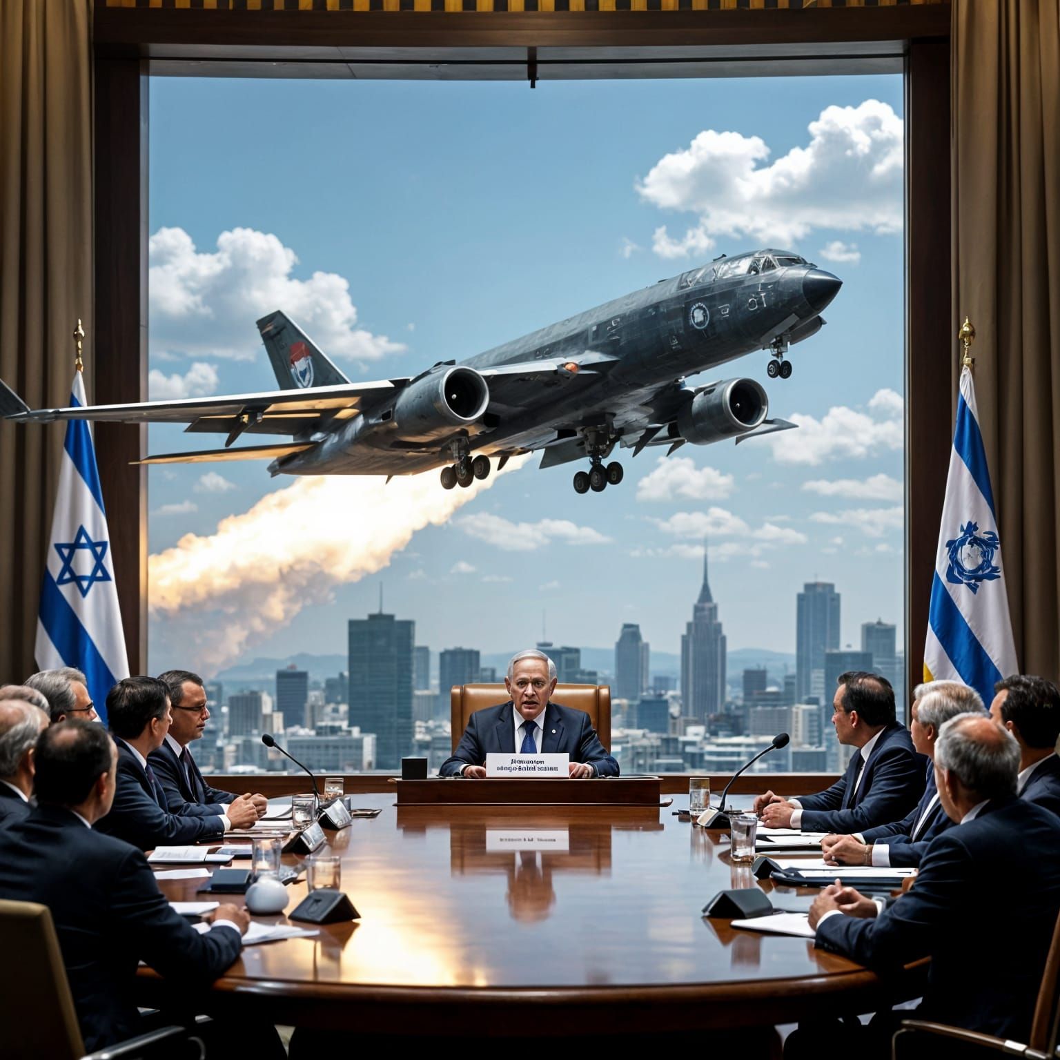 Bibi Addresses UN Leaders as B-2 Bomber Crashes Through Wall