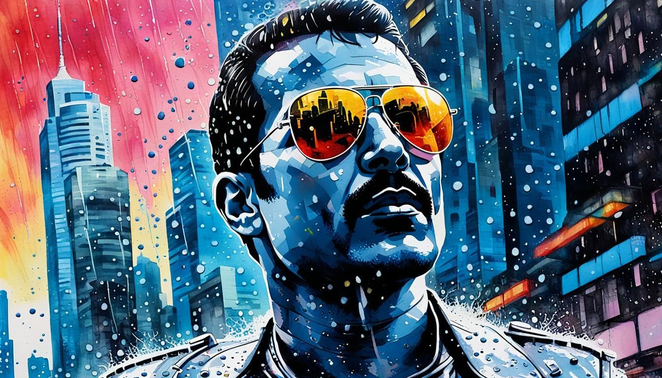 Freddie Mercury as Metropolis Robot in Cyberpunk City