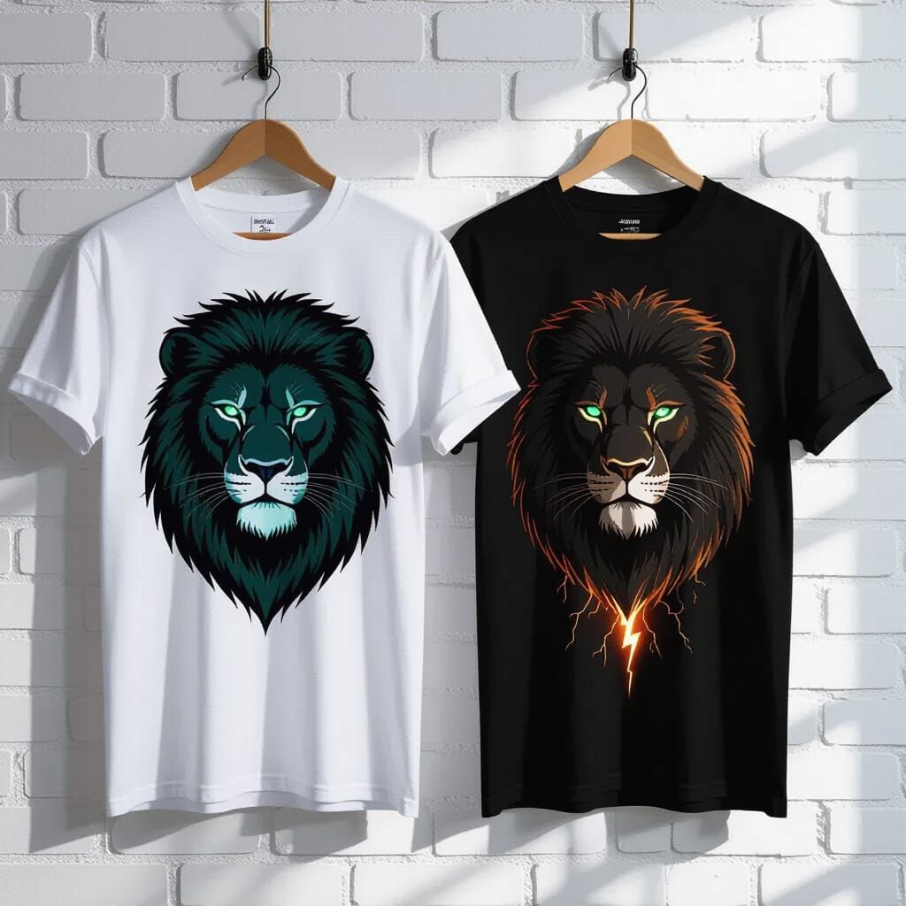 T-Shirt Mockup with Lion Graphic in Photorealistic Style