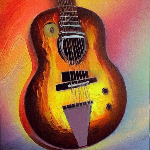 Guitar in Oil Painting Style