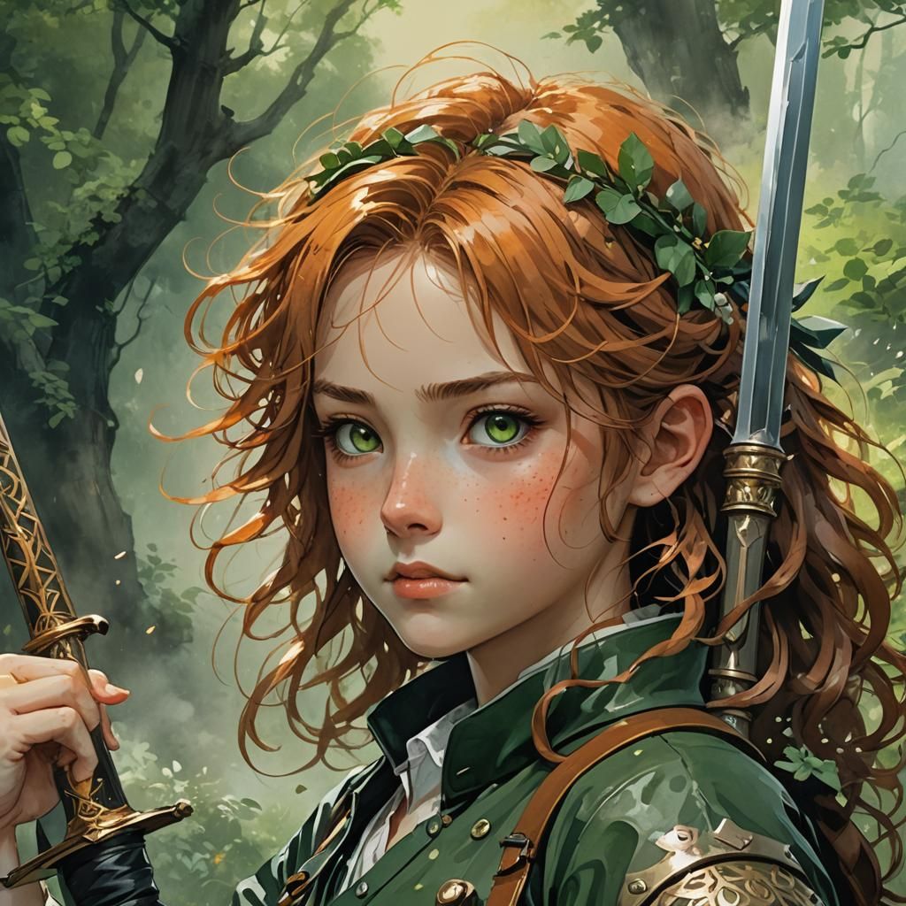 Smiling Woman Portrait in Watercolor Style