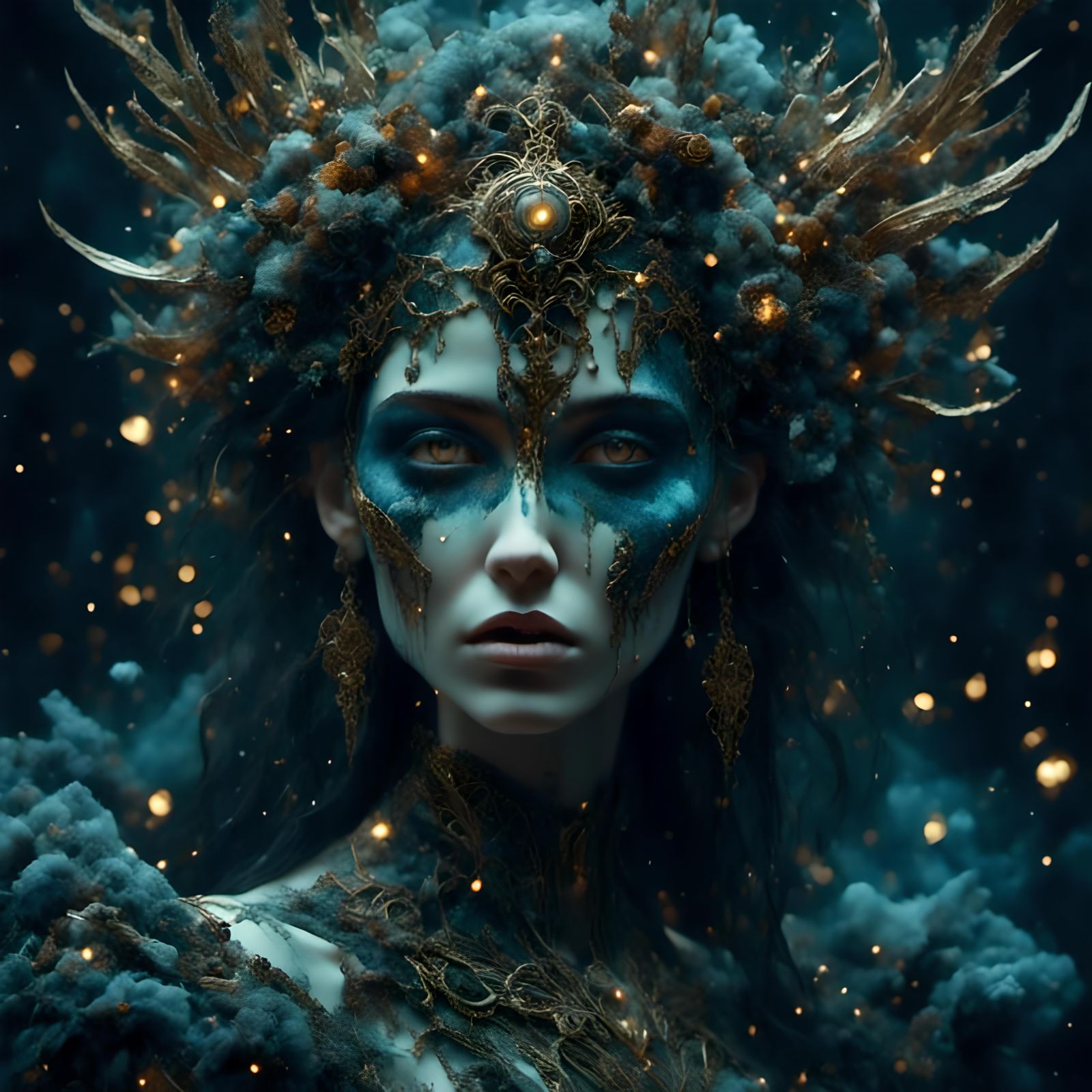 Dark Fantasy Woman Portrait in Hyperdetailed Style