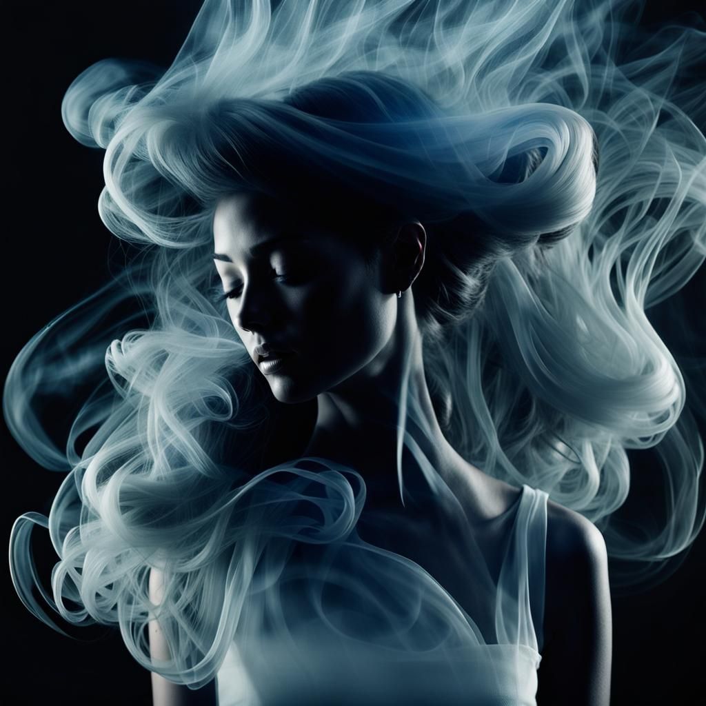 Ethereal Smoke Silhouette of a Woman