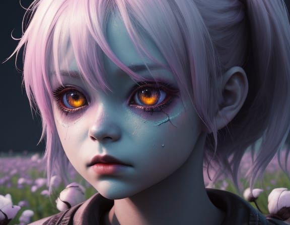 Alien Child's Existential Dread in Oil Painting