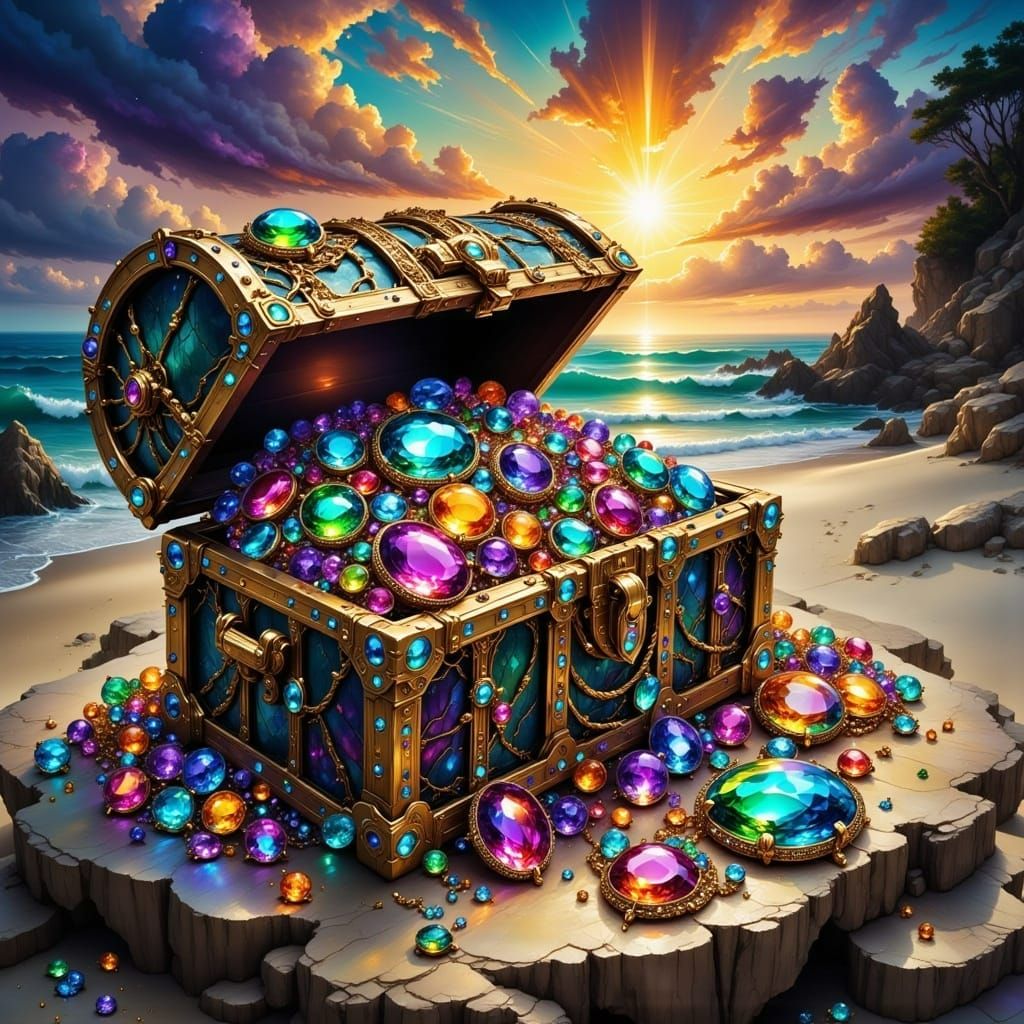 Treasures Shine Like Fiery Rainbows Inside a Deserted Beach ...