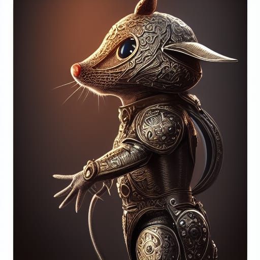 Armored Anthropomorphic Mouse: Detailed Fantasy Art