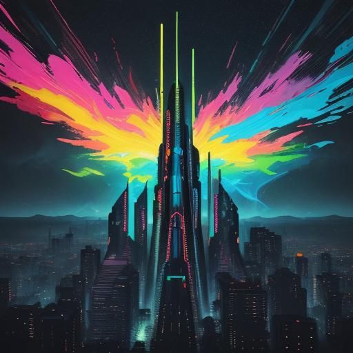 Futuristic Black Woman with Dragon QR Code in Cyberpunk Styl...