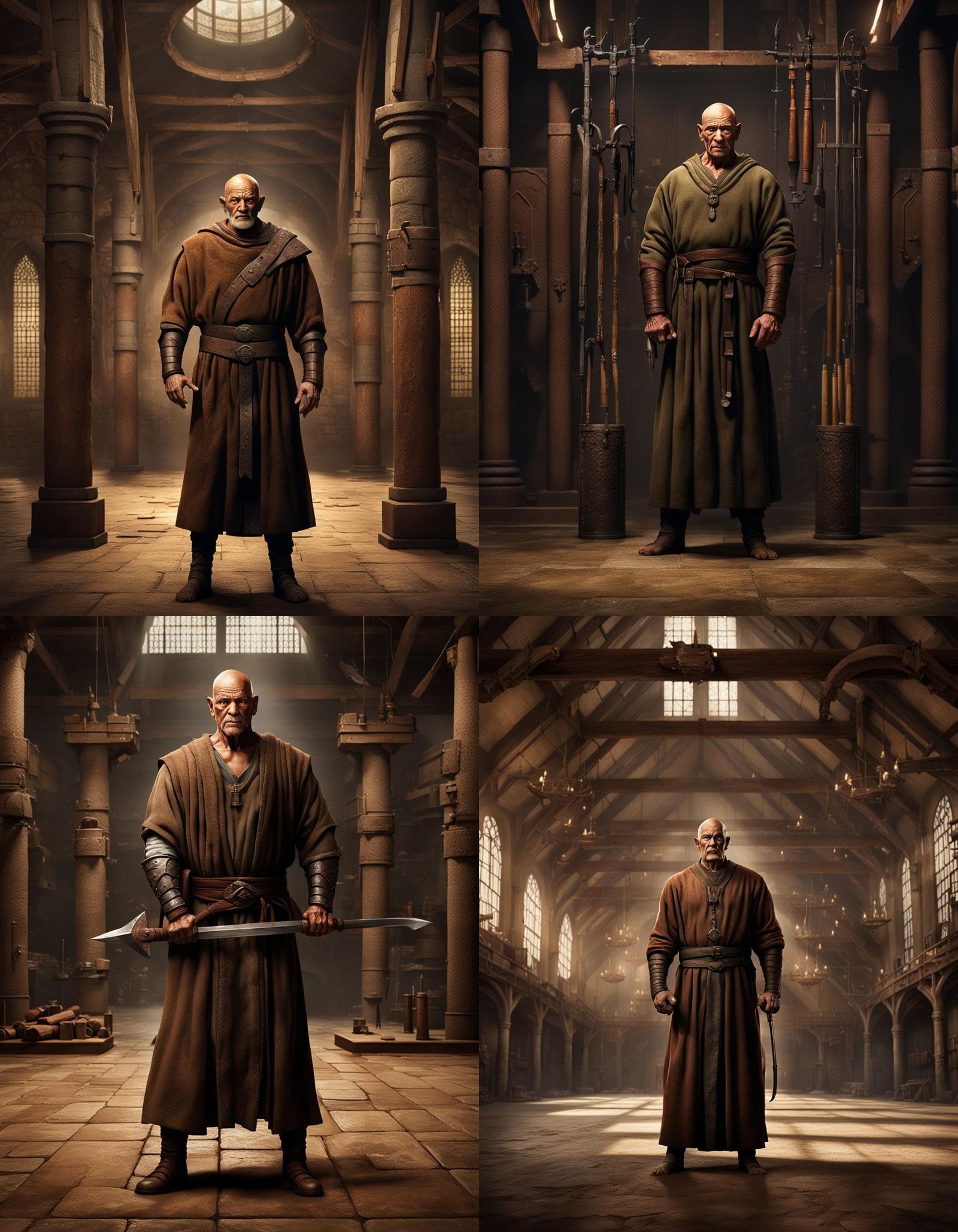 Imposing Muscled Man in Training Hall: Fantasy Art