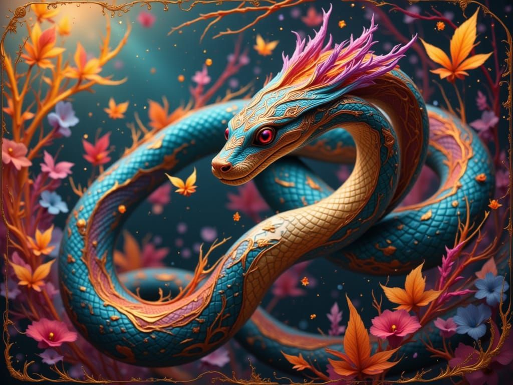 Hyperrealistic Snake Helix Splash Art