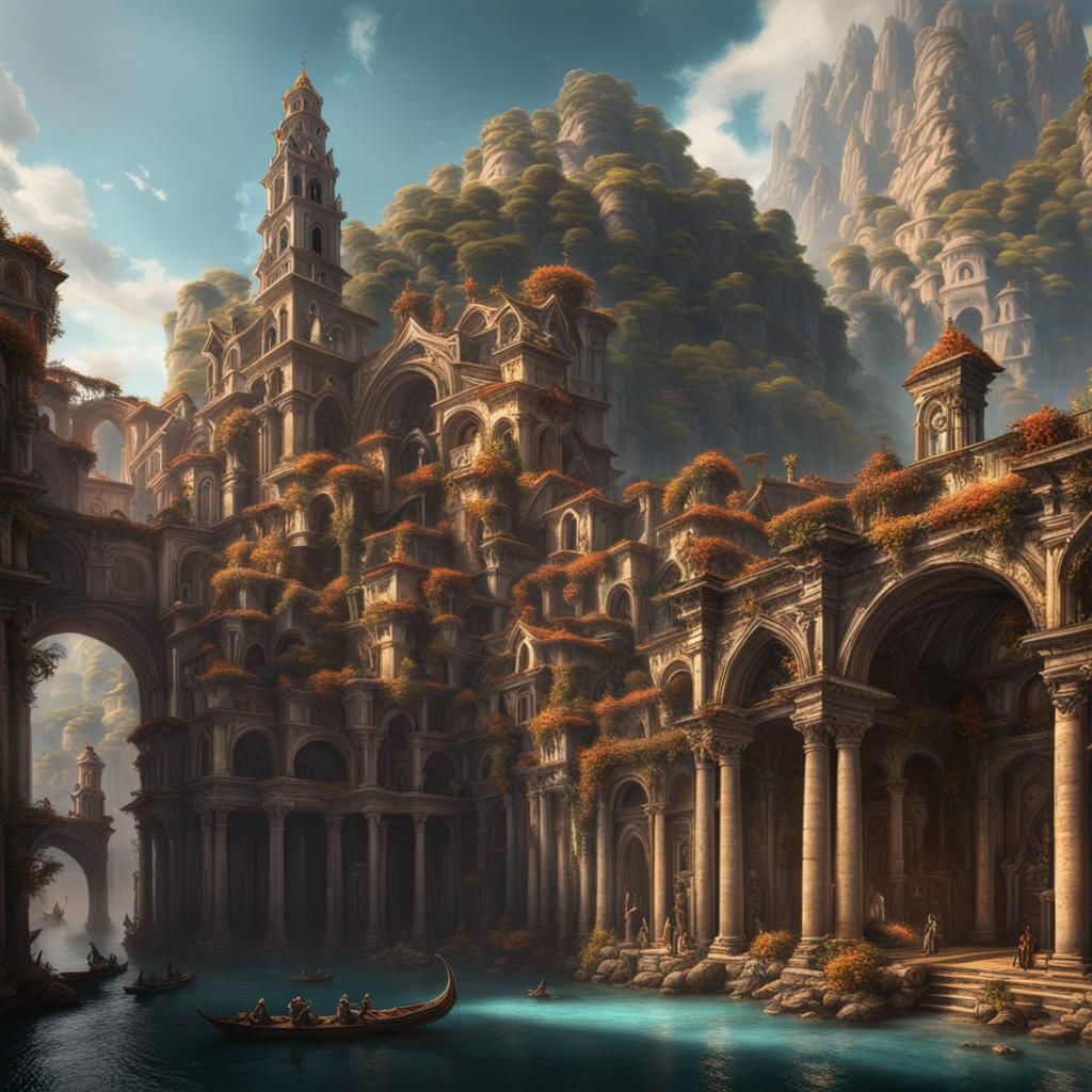 Mythological Religious Scene as Detailed Matte Painting