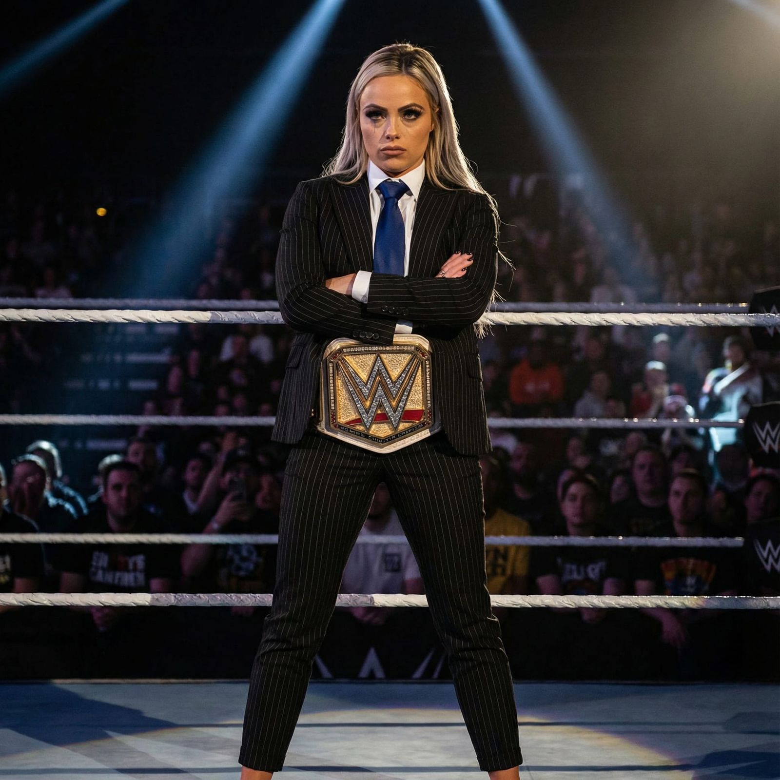 WWE Champion Liv Morgan in Pinstripe Suit