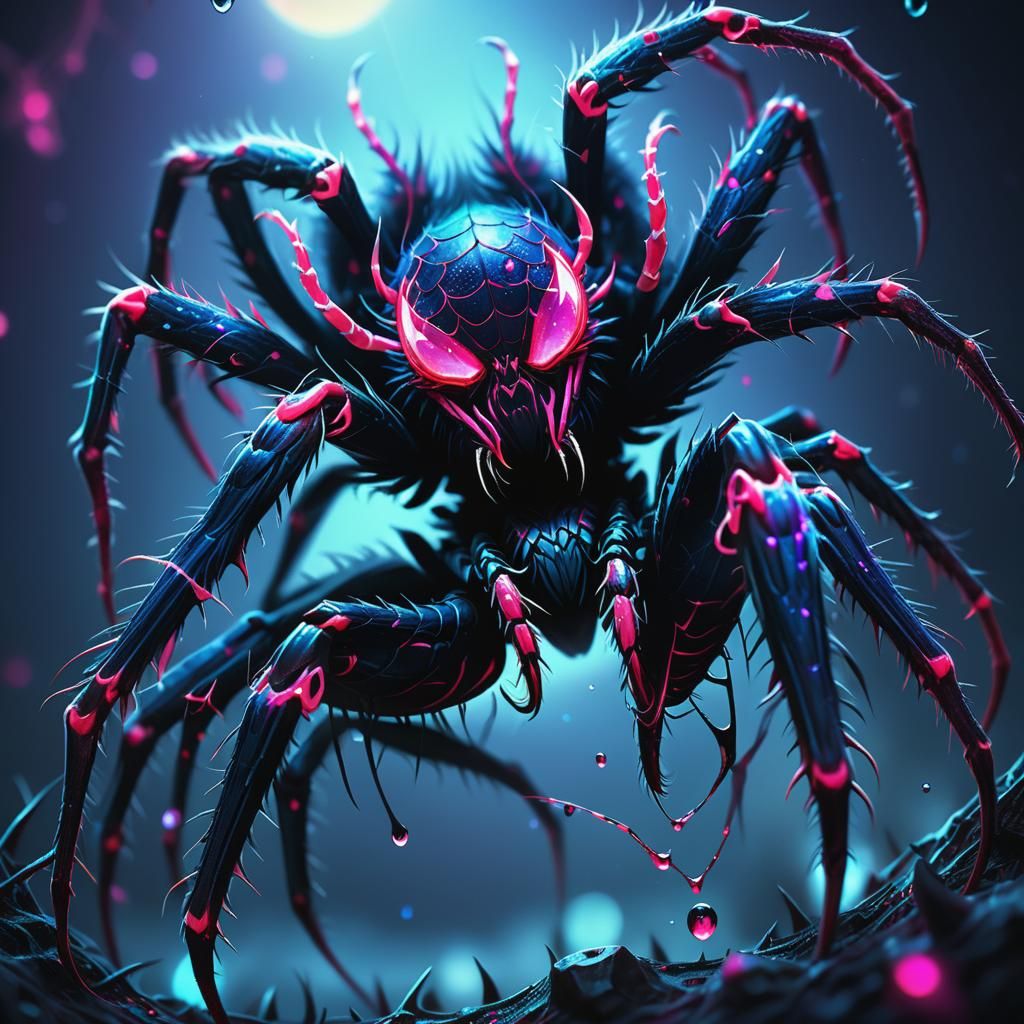 Space Spider with Fluorescent Pink Venom: Dark Fantasy