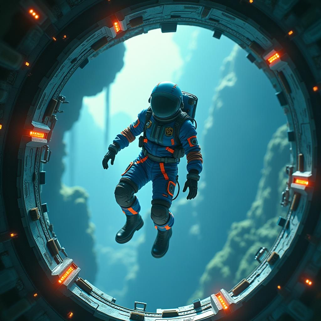 Among Us Crewmate in Dystopian Space Station