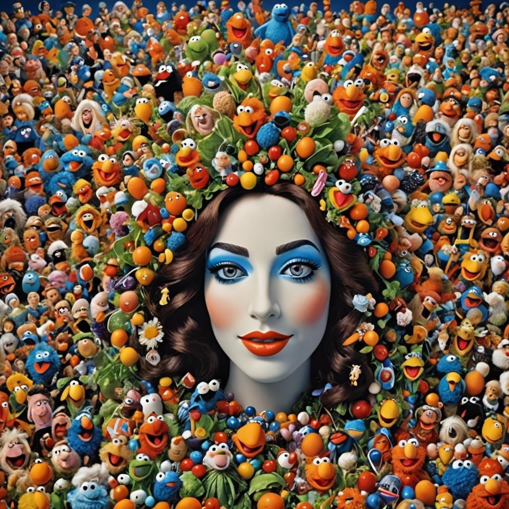 Beautiful Woman Portrait in Orange and Blue